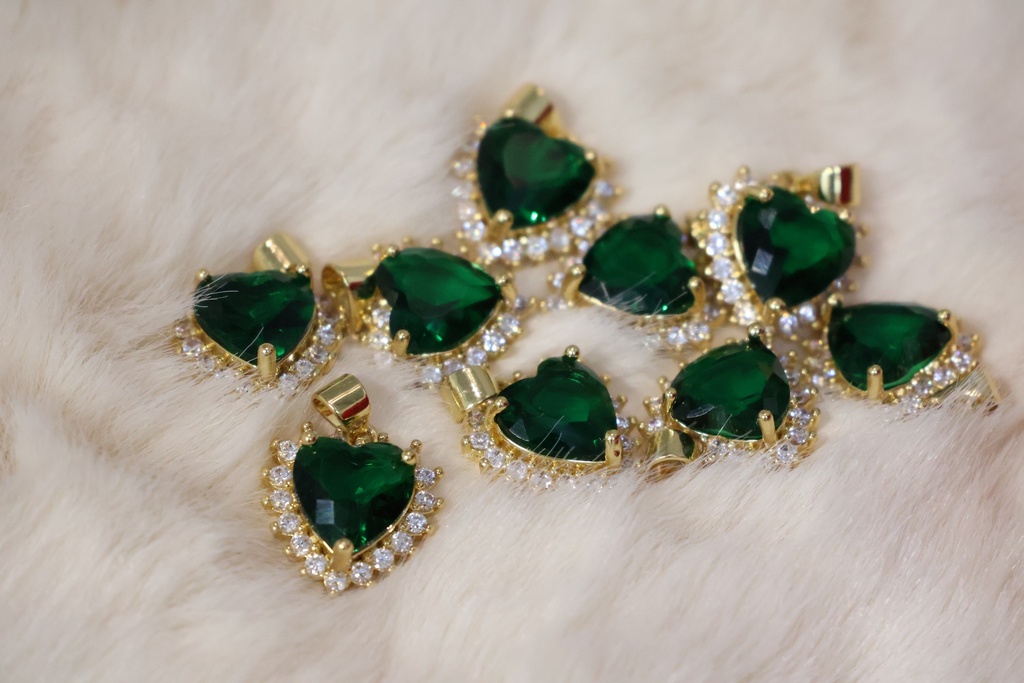 Dije de Corazon con Zirconia Verde - Goldfilled 