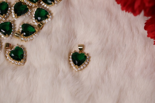 Dije de Corazon con Zirconia Verde - Goldfilled 